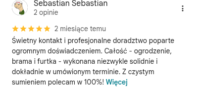 Opinia Google — Sebastian Sebastian