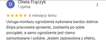 Opinia Google — Oliwia Frączyk