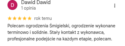 Opinia Google — Dawid Dawid