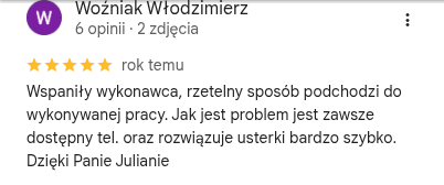 Opinia Google — Woźniak Włodzimierz